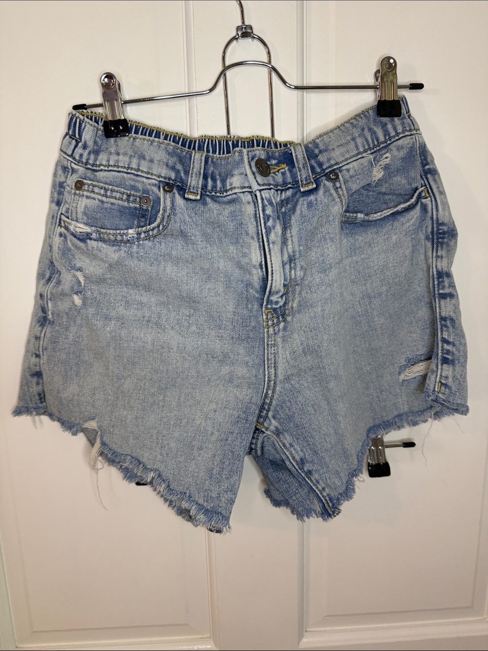 aerie Light Blue Distressed Daydream High-Rise Denim Shorts